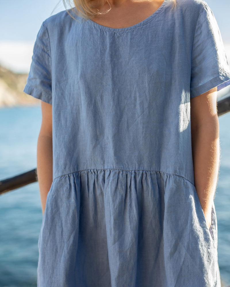 Sky - Linen Dress in Dusk Blue