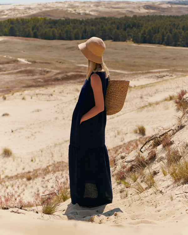 May - Linen Dress in Dark Blue