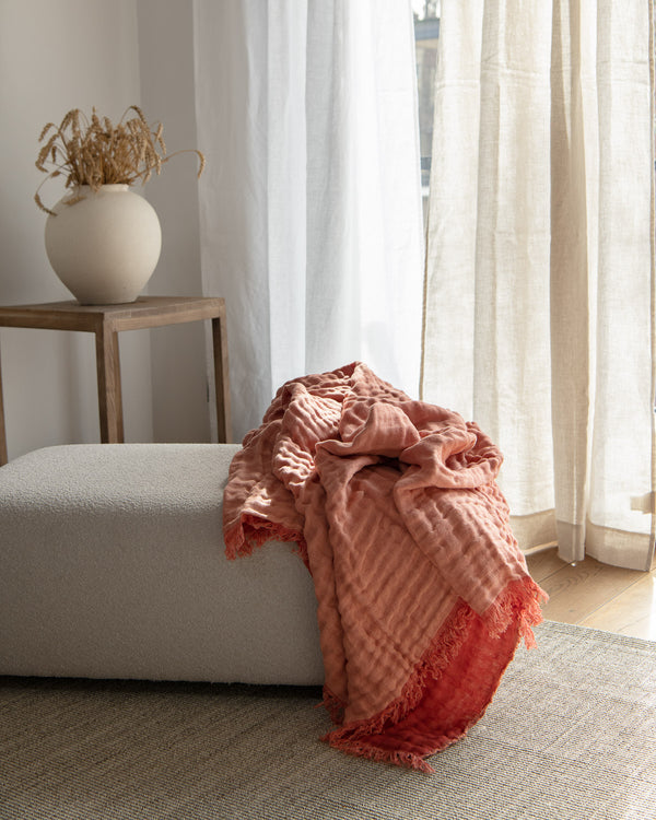 Double Side Linen Blanket in Clay