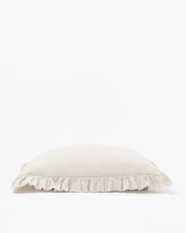 Beige Linen Sham With Frindges
